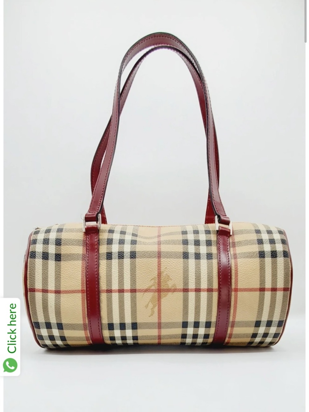 Burberry Haymarket Check Coated Canvas Barrel Bag